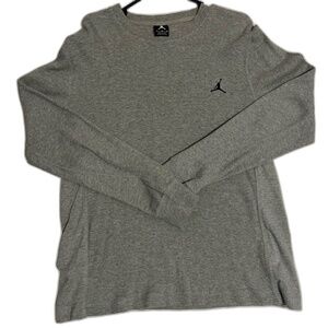 Jordan Gray Knit Long Sleeve with Embroidered Logo